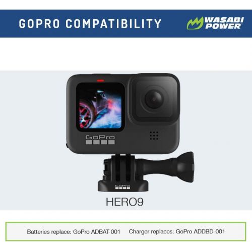  Wasabi Power HERO9 Battery for GoPro Hero 9 Black (Fully Compatible with GoPro Hero 9 Original Battery and Charger)
