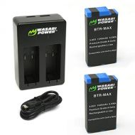 Wasabi Power Replacement for GoPro MAX Battery (2-Pack) and USB Dual Charger Compatible with GoPro ACDBD-001, ACBAT-001 (Fully Compatible)