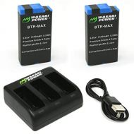 Wasabi Power Replacement for GoPro MAX Battery (2-Pack) and USB Triple Charger, High-Speed 3-Channel Charger Compatible with GoPro ACDBD-001, ACBAT-001 (Fully Compatible)