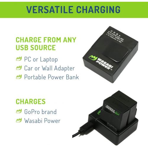 Wasabi Power Battery (2-Pack) and Dual Charger for GoPro Hero3, Hero3+ and GoPro AHDBT-201, AHDBT-301, AHDBT-302, AHBBP-301