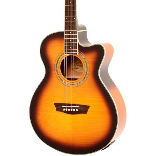  Washburn},description:The Washburn Festival EA 15A acoustic-electric guitar has a Florentine-style cutaway body made of catalpa with a laminated flamed maple top. A mahogany neck h