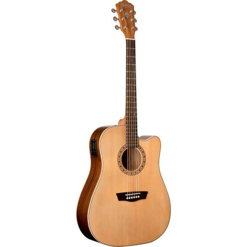  Washburn Harvest 6 String Acoustic-Electric Guitar, Right, Natural (WD7SCE-A)