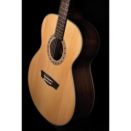  Washburn Harvest 6 String Acoustic Guitar, Right, Natural (WG7S-A)
