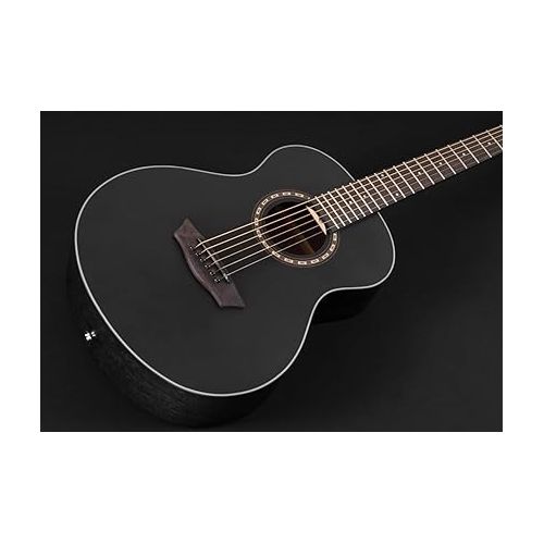  Washburn Apprentice Series 6 String Acoustic Guitar, Right, Black Matte (AGM5BMK-A)