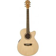 Washburn Harvest 6 String Acoustic-Electric Guitar, Right, Natural (WG7SCE-A)