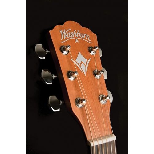  Washburn Harvest 6 String Acoustic-Electric Guitar, Right, Natural (WG7SCE-A)