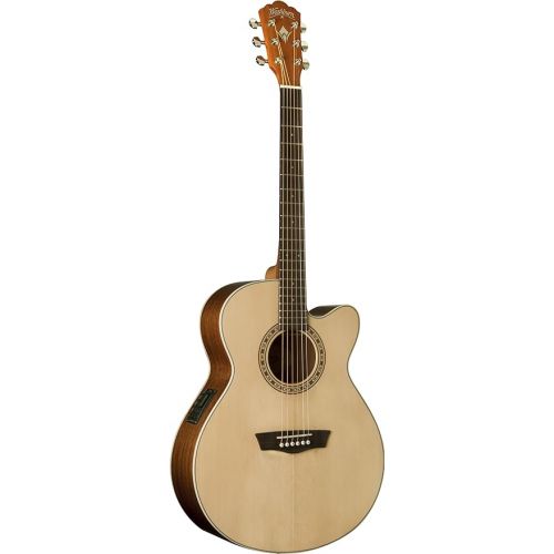  Washburn Harvest 6 String Acoustic-Electric Guitar, Right, Natural (WG7SCE-A)