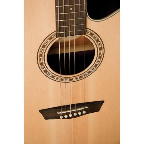  Washburn Harvest 6 String Acoustic-Electric Guitar, Right, Natural (WG7SCE-A)