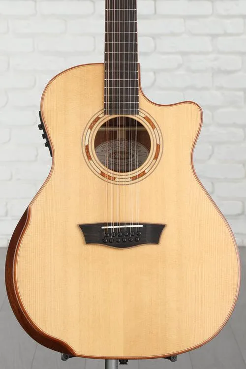 Washburn Comfort G15SCE-12 12-string Acoustic-electric Guitar - Natural with Armrest Demo