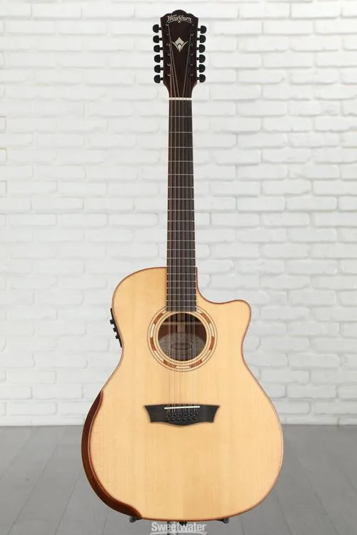  Washburn Comfort G15SCE-12 12-string Acoustic-electric Guitar - Natural with Armrest Demo