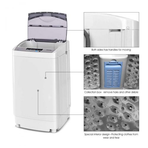 자이언텍스 Giantex Portable Compact Full-Automatic Washing Machine 1.6 Cu.ft Laundry Washer Spin with Drain Pump