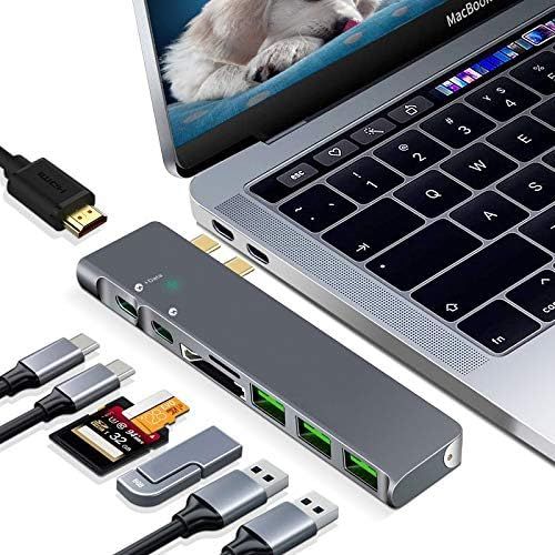  Wassteel 8in1 MacBook Adapter, Multi-Port Thunderbolt 3 Dongle with 4K HDMI, USB C Dongle with 3USB 3.0 Port, SDTF Card Reader，USB Hubs for MacBook Pro 13 15 inch 201820172016, MacBook A