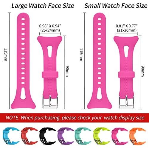  Watbro Watch Band Compatible with Garmin Forerunner 10/ Forerunner 15 Running Watch, Soft Silicone Replacement Wristband for Garmin Forerunner 10/15 Smart Watch Women Men