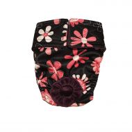 Wateproof Dog Diapers - Made in USA - Pink Floral on Black Premium Waterproof Washable Dog Diaper for Dog Incontinence, Housetraining and Females in Heat