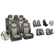 Water Resistant Faux Leather Auto Accessory Set - Side Airbag Compatible & Split Bench Function