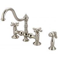 Water Creation F5-0010-05-AX Polished Nickel Bridge Style Kitchen Faucet With Side Spray