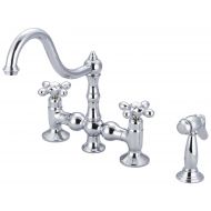 Water Creation F5-0010-01-PX Chrome Bridge Style Kitchen Faucet With Side Spray