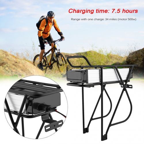  Water-chestnut Ebike Battery, 48V 14AH Li-ion Battery for 1000W Electric Bicycle, Mountain Bike with Rear Rack Holder & Charger