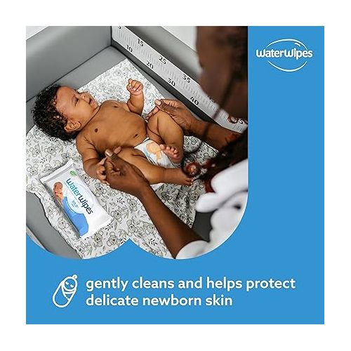  WaterWipes Plastic-Free Original-baby Wipes, 99.9% Water Based Wipes, Unscented & Hypoallergenic for Sensitive Skin, 60 Count (Pack of 9) Total 540 wipes, Packaging May Vary