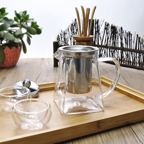  Waterfaill teapot with filter teapot made of glass, clear glass teapot with infuser, large glass jug with removable stainless steel strainer, microwave oven and dishwasher safe (35