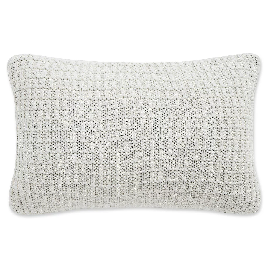 Waterford Florence Waffle Knit Oblong Throw Pillow in Chambray