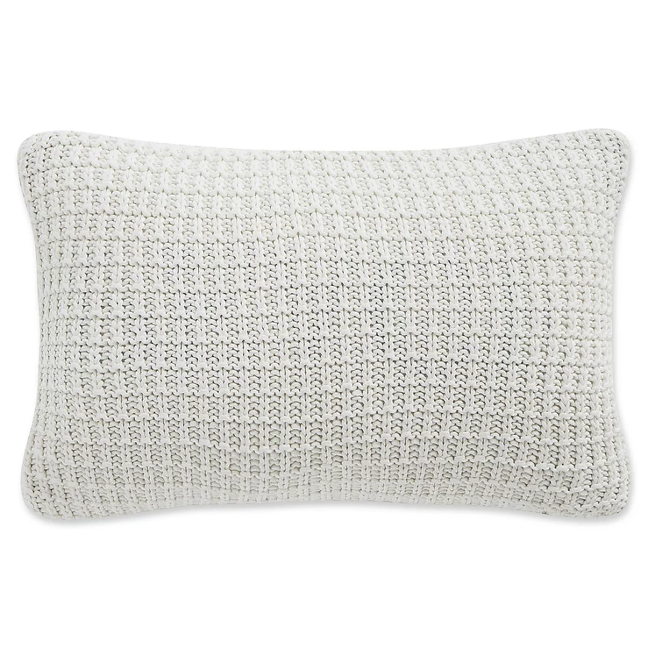  Waterford Florence Waffle Knit Oblong Throw Pillow in Chambray