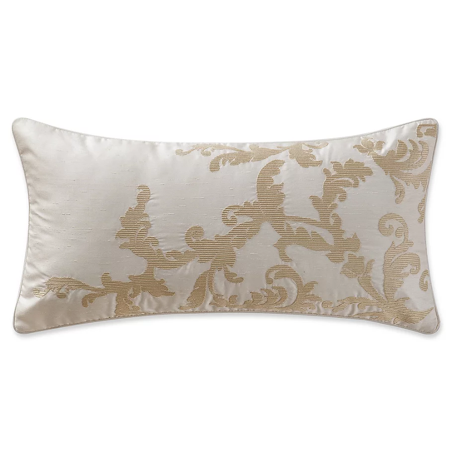 Waterford Chantelle Embroidered Oblong Throw Pillow in Ivory