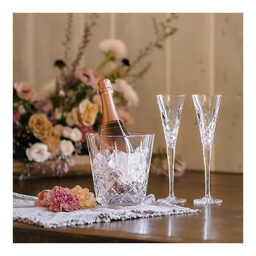  Waterford Wishes Happy Celebrations Toasting Flute Pair, 2 Count (Pack of 1), Clear