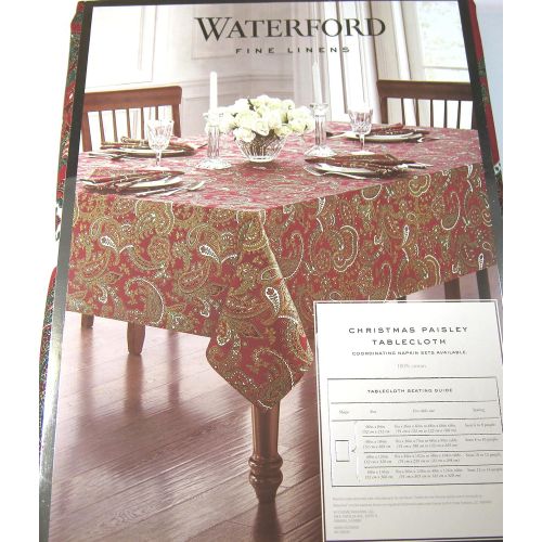  Waterford Elegant Christmas Paisley Tablecloth, 70-by-126 Inch Oblong Rectangular