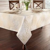 Waterford Linens Timber 70-Inch x 104 NCH Oblong Tablecloth in Gold/Silver, The Metallic Trees Printed Over a Woven Jacquard Textile Create a Luxurious ambiance Among Your fine Chi