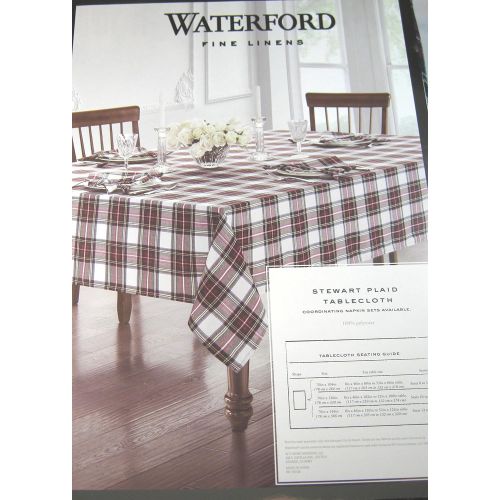  Waterford Table Linens Stewart Plaid Red/Green Tablecloth, 70-by-104 Inch Oblong Rectangular