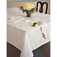 Waterford Table Linens Mirabella Pearl White Tablecloths- Assorted Sizes (70 x 84 Oblong)
