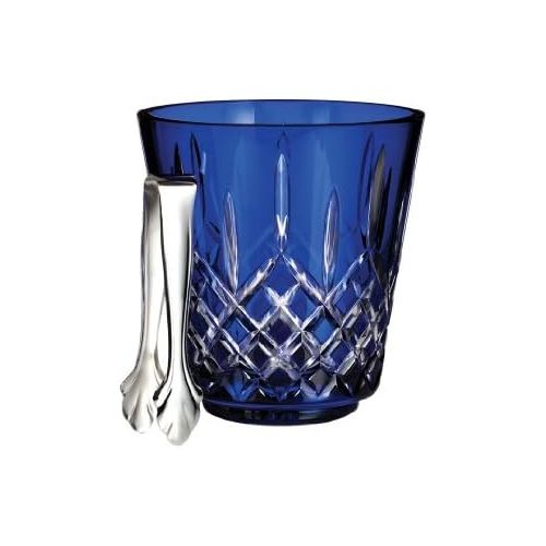  Waterford Crystal Lismore Cobalt Ice Bucket with Tongs