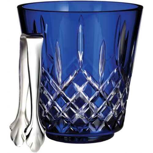 Waterford Crystal Lismore Cobalt Ice Bucket with Tongs