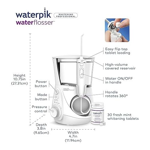  Waterpik Whitening Water Flosser, White (WF 05) Electric Oral Irrigator Flosser Whitens Teeth Gently