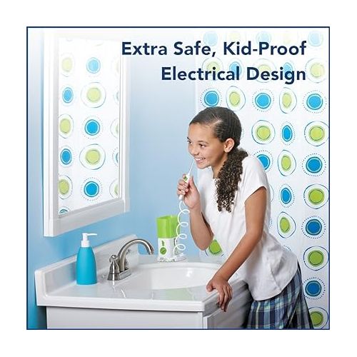  Waterpik Water Flosser for Kids, Countertop Water Flosser for Children and Braces, WP-260, Green