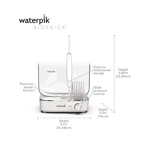  Waterpik Sidekick Portable Water Flosser Perfect for Travel & Home, White/Chrome