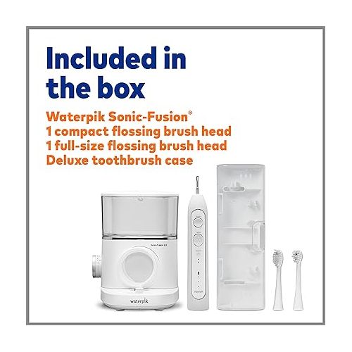  Waterpik Sonic-Fusion 2.0 Professional Flossing Toothbrush, Electric Toothbrush and Water Flosser Combo In One, White
