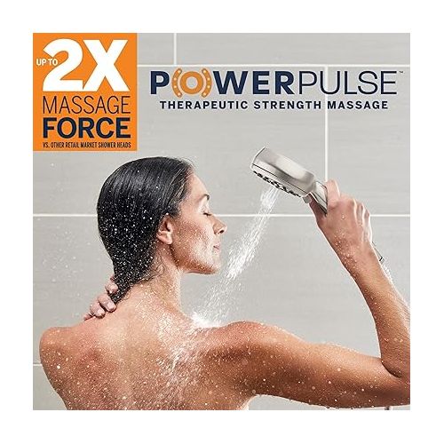  Waterpik High Pressure Hand Held Shower Head With Hose, PowerPulse Massage 7-Mode, Brushed Nickel XPB-769ME