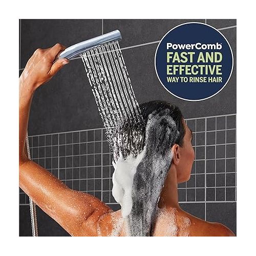  Waterpik High Pressure Handheld Wand and Rain Shower Head Combo with 8-Foot Long Metal Hose, BodyWand Spa System with 7 Spray Modes for Hair and Body, Chrome