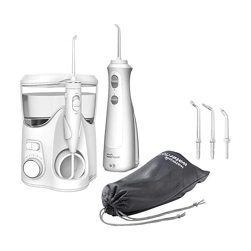  Waterpik Waterflosser Ultra Plus Water Flosser & Cordless Pearl Water Flosser - 5 Accessory tips, USB Charging Cable & Travel Case, 1 Pack