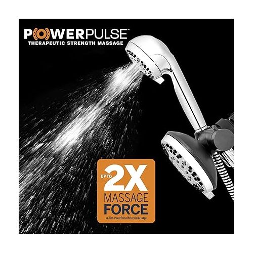  Waterpik 12-Mode 2-in-1 Dual Shower Head System with 5-Foot Hose and PowerPulse Therapeutic Massage, Chrome, XET-633E-643E …