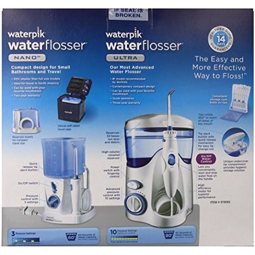  Waterpik Water Flosser, Nano Flosser, Deluxe Traveler Case, Tip Storage Case and 12 Accessory Tips...