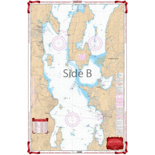  Waterproof Charts, Standard Navigation, 12 Northern Lake Champlain - Burlington to Richelieu, Easy-to-Read, Waterproof Paper, Tear Resistant, Printed on Two Sides, 2 Charts in 1, N