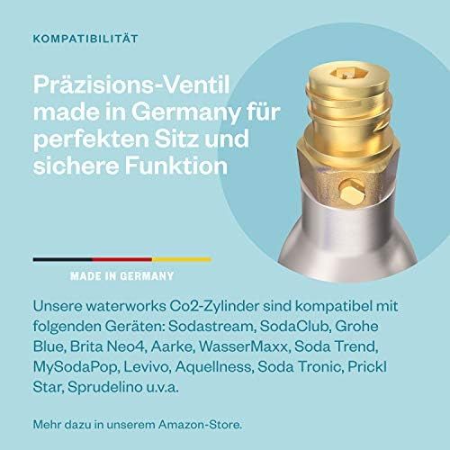  Waterworks 3 x CO2 cylinders, Suitable for SodaStream, Grohe Blue, Aarke, Brita, WasserMaxx and Many More Water Carbonators, For up to 60 Litres per Filling