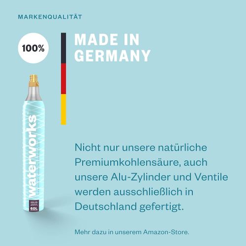  Waterworks 3 x CO2 cylinders, Suitable for SodaStream, Grohe Blue, Aarke, Brita, WasserMaxx and Many More Water Carbonators, For up to 60 Litres per Filling