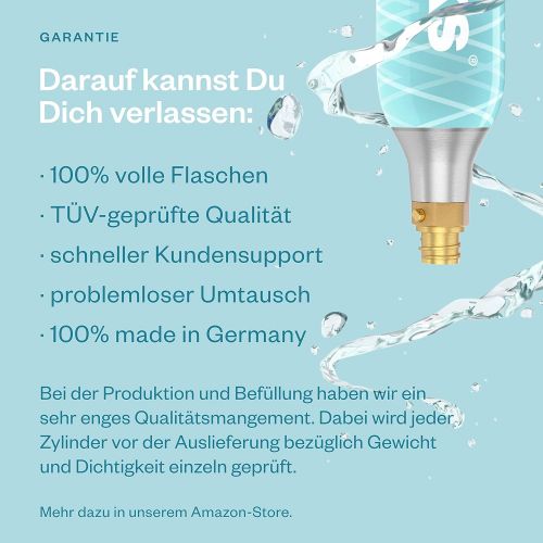  Waterworks 3 x CO2 cylinders, Suitable for SodaStream, Grohe Blue, Aarke, Brita, WasserMaxx and Many More Water Carbonators, For up to 60 Litres per Filling