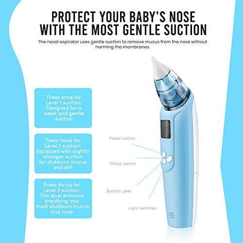  [아마존베스트]Watolt Electric Baby Nasal Aspirator  Battery Operated Nose Cleaner and Snot Sucker  Adjustable Settings and Reusable Tips with LCD Screen