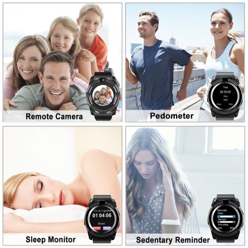  Watozo Smart Watch,Bluetooth Smartwatch Touch Screen Wrist Watch with CameraSIM Card Slot,Waterproof Smart Watch Sports Fitness Tracker Compatible with Android iOS Phones Samsung Huawei