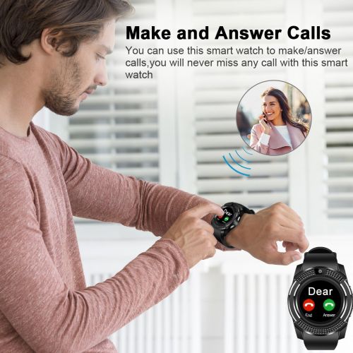  Watozo Smart Watch,Bluetooth Smartwatch Touch Screen Wrist Watch with CameraSIM Card Slot,Waterproof Smart Watch Sports Fitness Tracker Compatible with Android iOS Phones Samsung Huawei